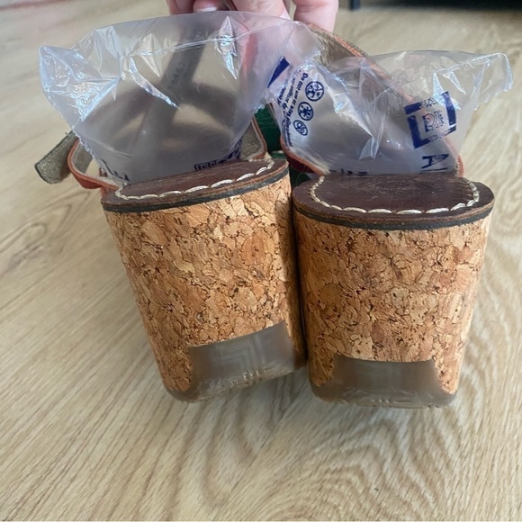 Fly London Size 41 Leather Cork Wedge Sandals Multicolor Strappy Platform - Picture 7 of 11